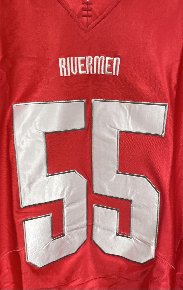 Unbranded Men's Red Rivermen Football #55 Sewn Jersey Size L