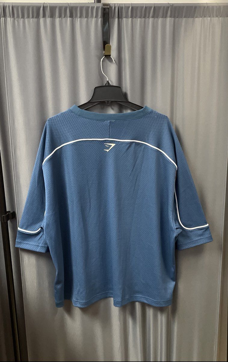Gymshark Men's Teal Blue Lifting Club Jersey Mesh V-Neck Sz 3XL