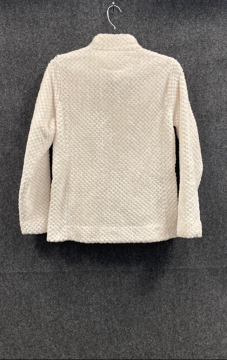 Calvin Klein Women's Cream Full Zip Textured Diamond Fleece Jacket Sz Small
