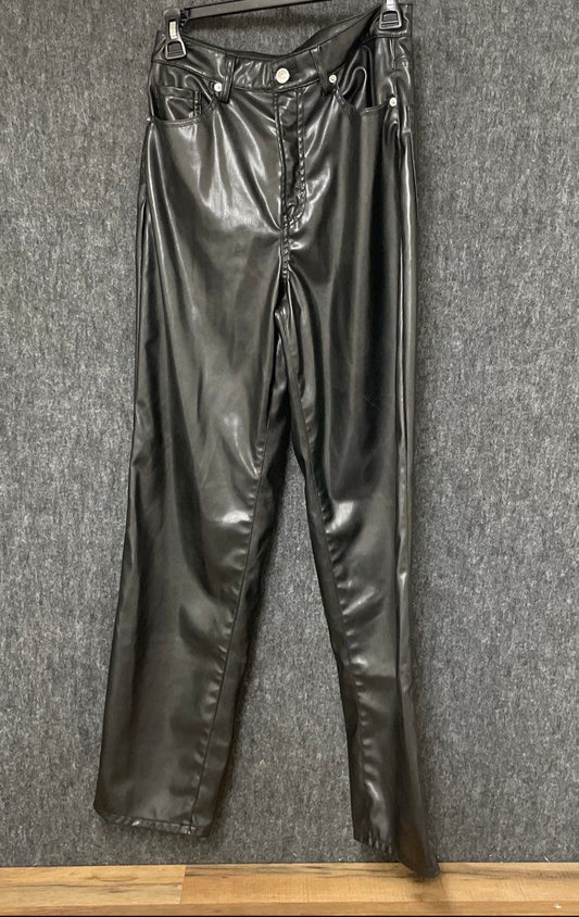 Divided H&M Women's Black High Rise Faux Leather Straight Leg Pants Size 4