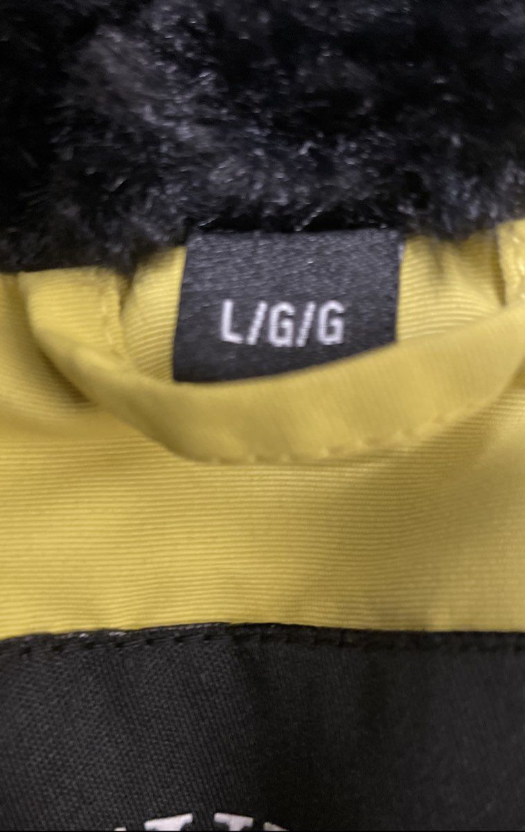 Guess Women's Yellow Faux Fur Trim Hooded Quilted Puffer Jacket Sz L