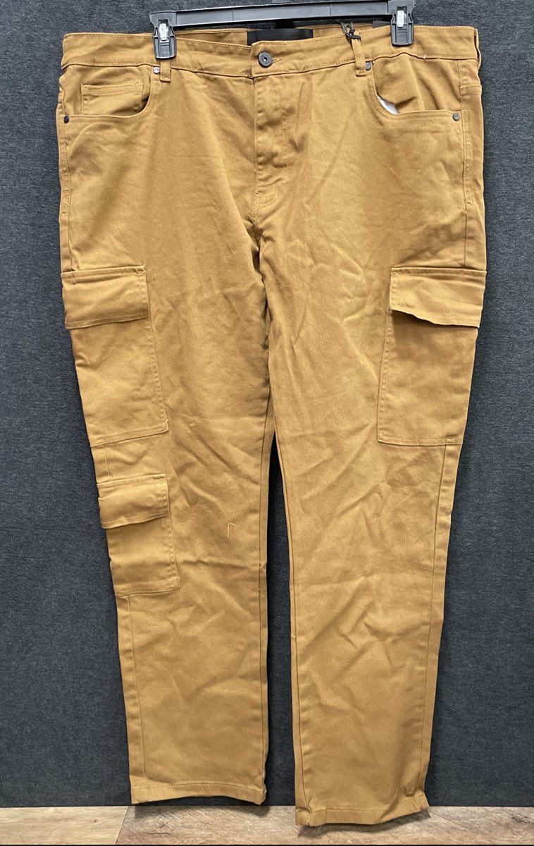 Steve's Jeans Men's Tobacco Regular Fit Comfort Stretch Denim Cargo Pants 44x32