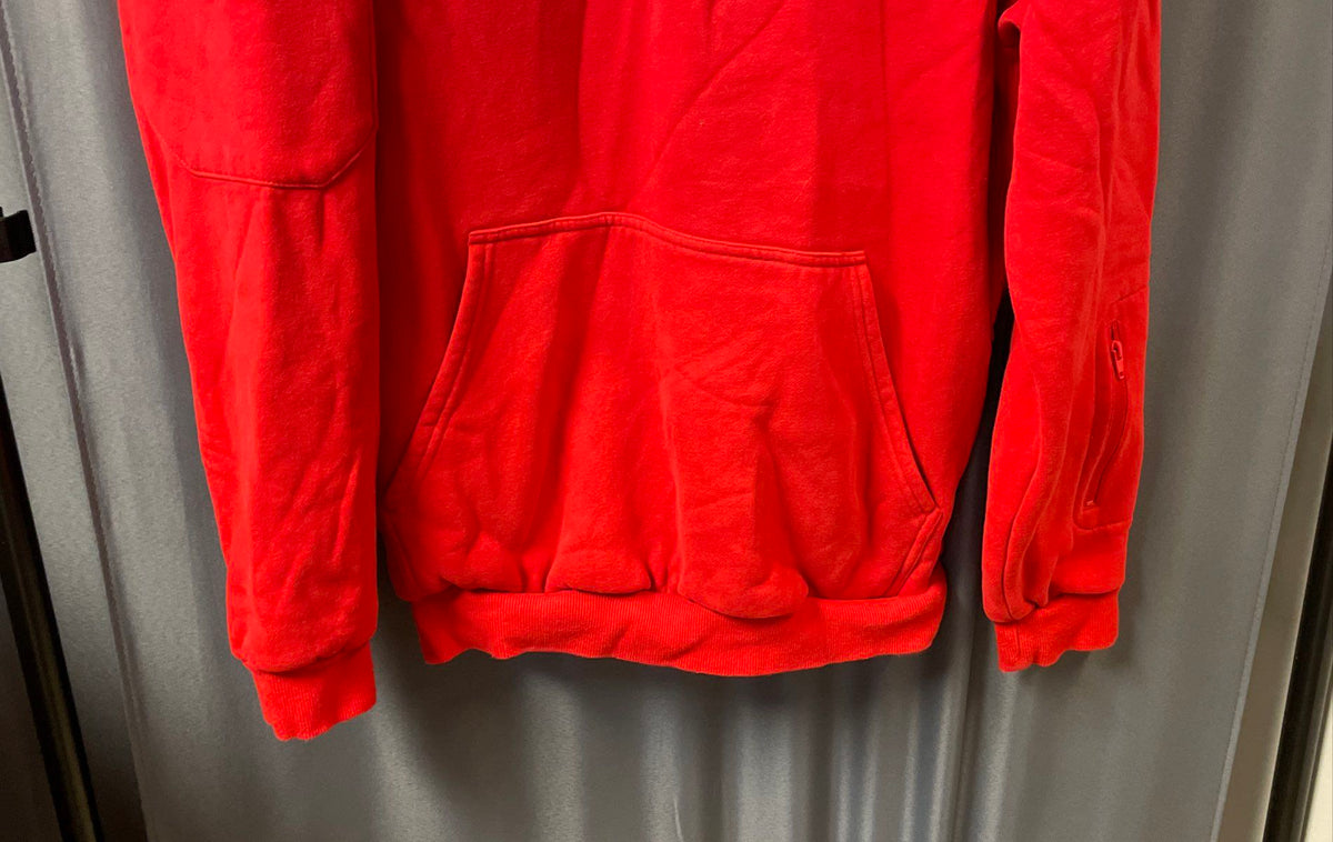 Comfrt Red Pullover Hoodie Heavyweight Utility Sleeve Pockets Sz XS