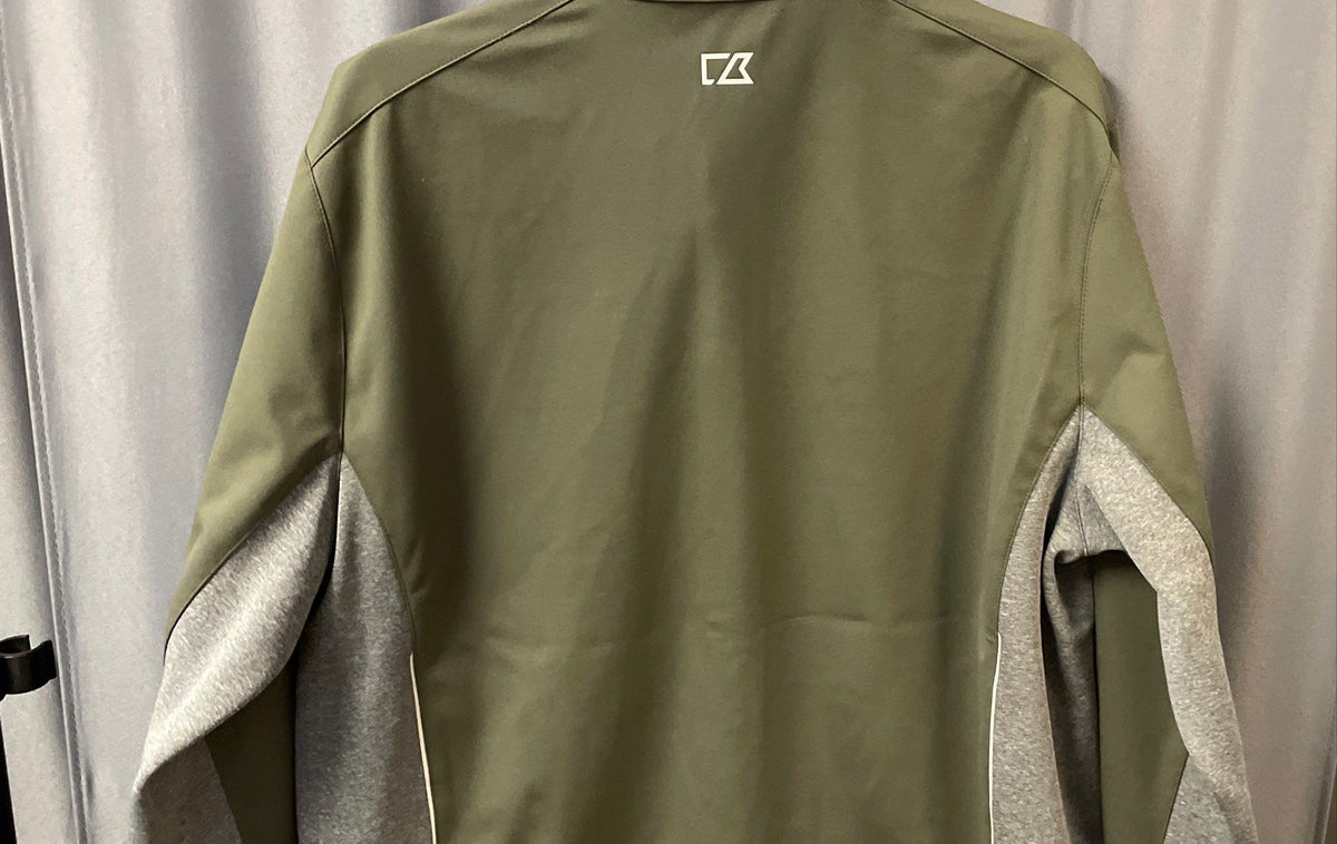 Cutter & Buck Men's Stealth Full Zip Jacket Green Gray Hybrid Mock Neck NWT L