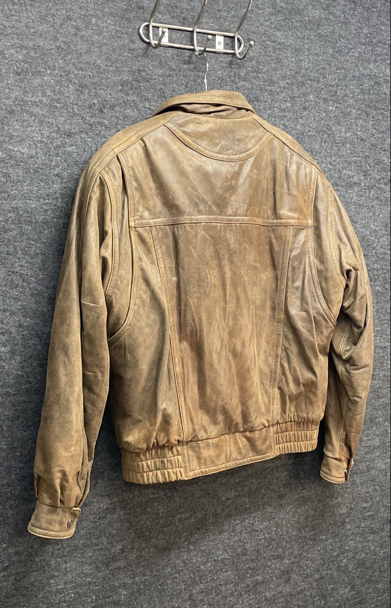 Wilsons Leather Men's Brown Distressed Insulated Bomber Jacket Vintage 90s Sz M