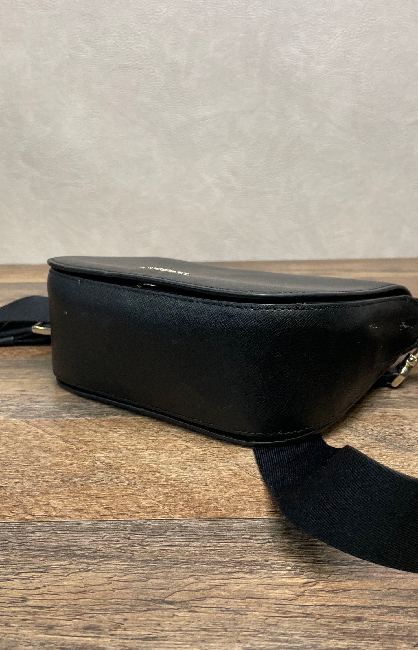 Kate Spade Black Saffiano Leather Flap Crossbody Bag Gold Hardware