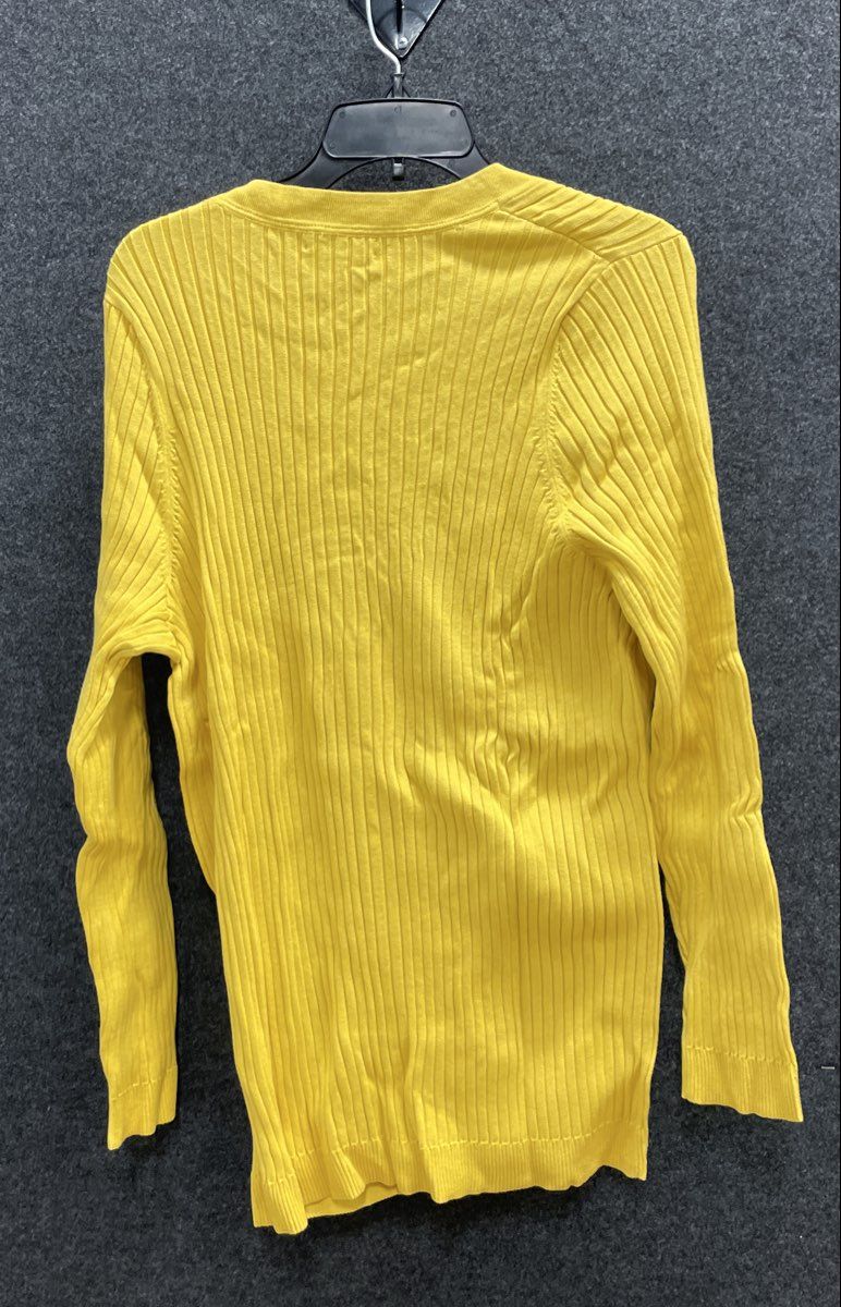 Lands' End Women's Yellow Ribbed Knit V-Neck Button Cardigan Sz 3X (24W-26W) New