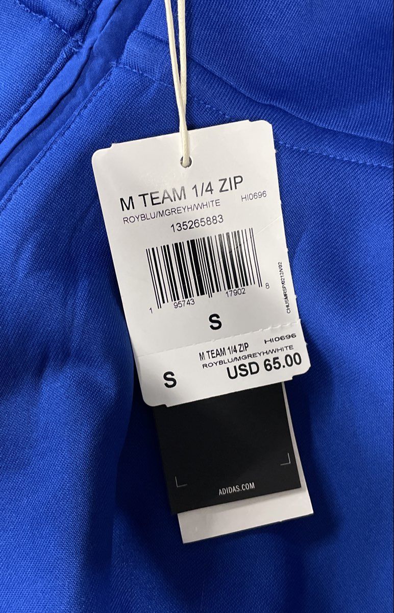 Adidas Men's Team 1/4 Zip Pullover Royal Blue Grey Embroidered Logo Sz S NWT
