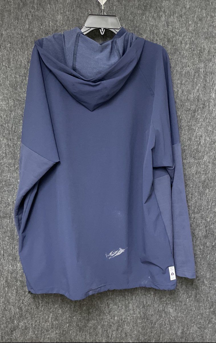 Reebok Men's Navy Blue Half-Zip Hooded Jacket Pullover Pouch Pocket Sz 2XL