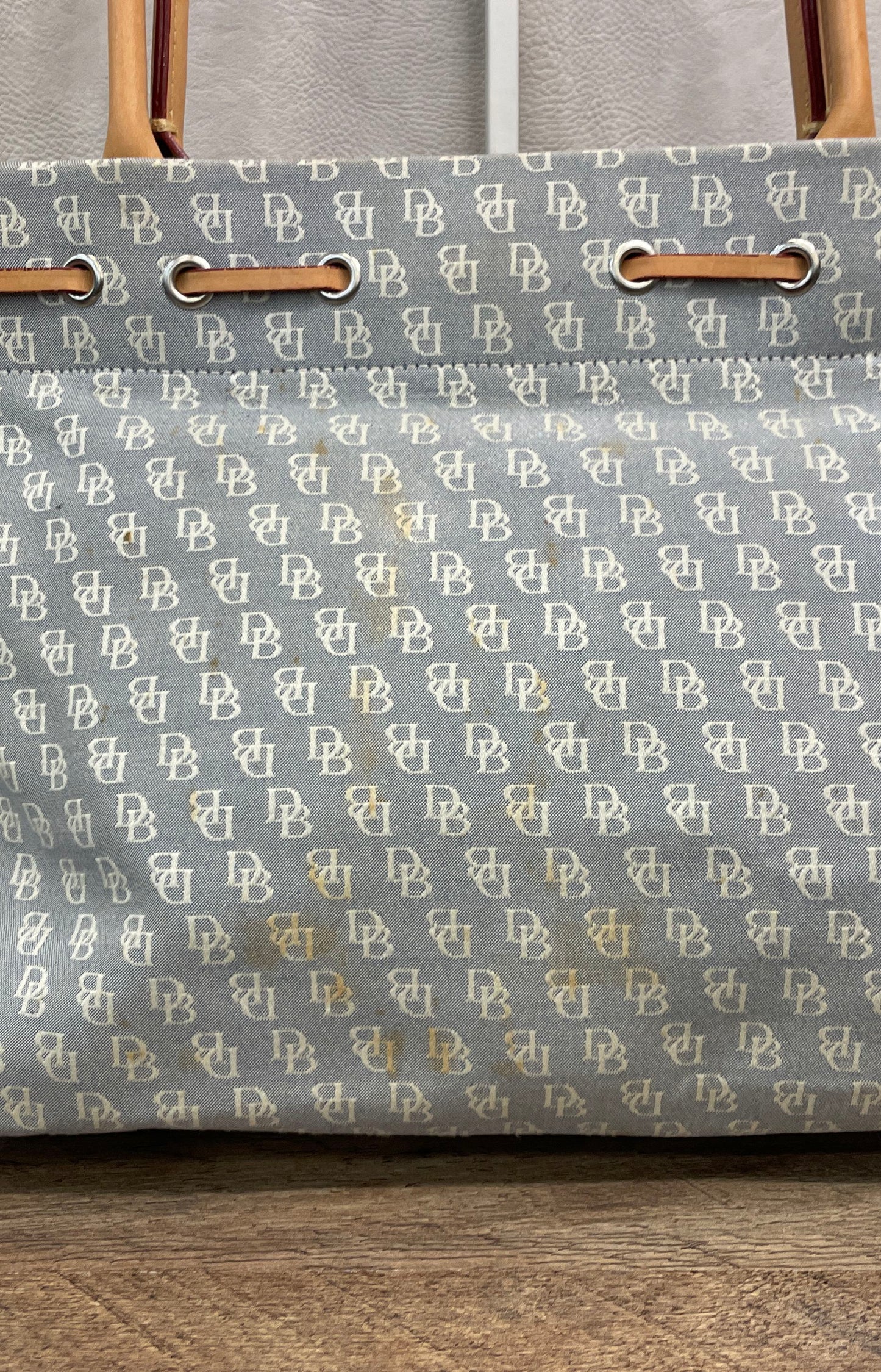 Vintage 90s Dooney & Bourke Blue Monogram Canvas Tote Bag Made in USA