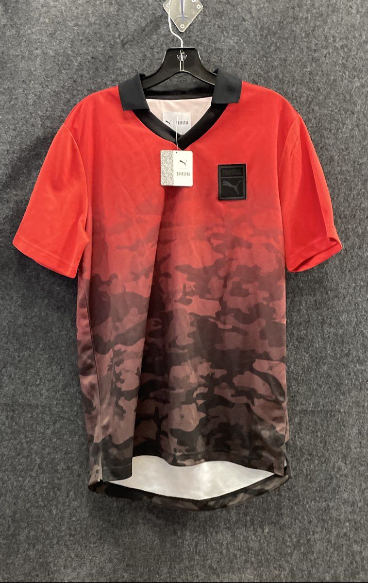 Puma Men's Football Tee Barbados Cherry Red Camo Sz M NWT