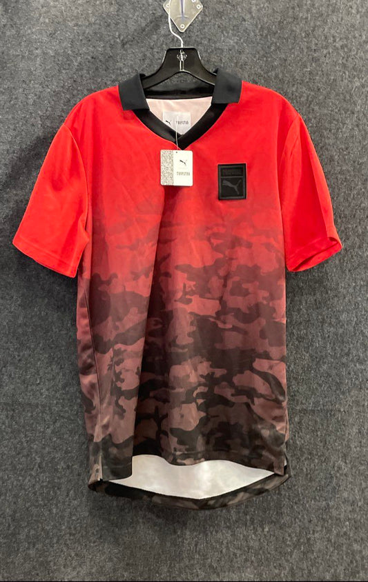 Puma Men's Football Tee Barbados Cherry Red Camo Sz M NWT
