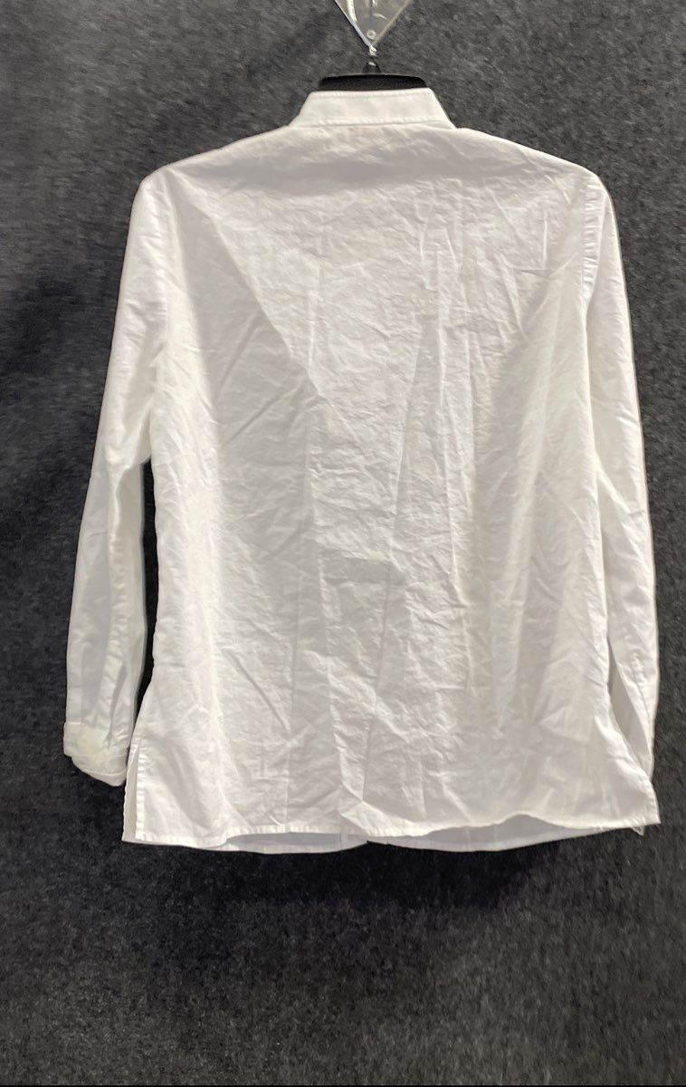 Tory Burch Women's White Band Collar Button Down Shirt Lace Trim Sz 2