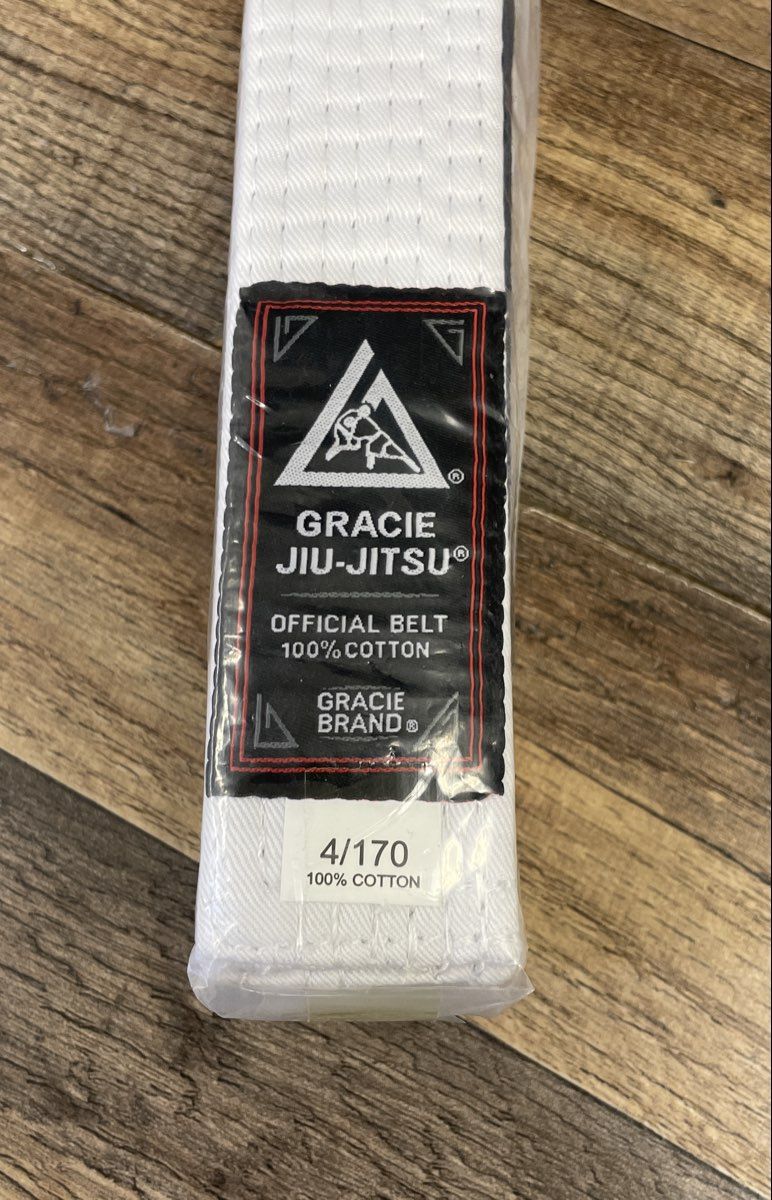 Gracie Jiu-Jitsu White Belt Lot 4 Belts Sizes 0 1 3 4 100% Cotton New
