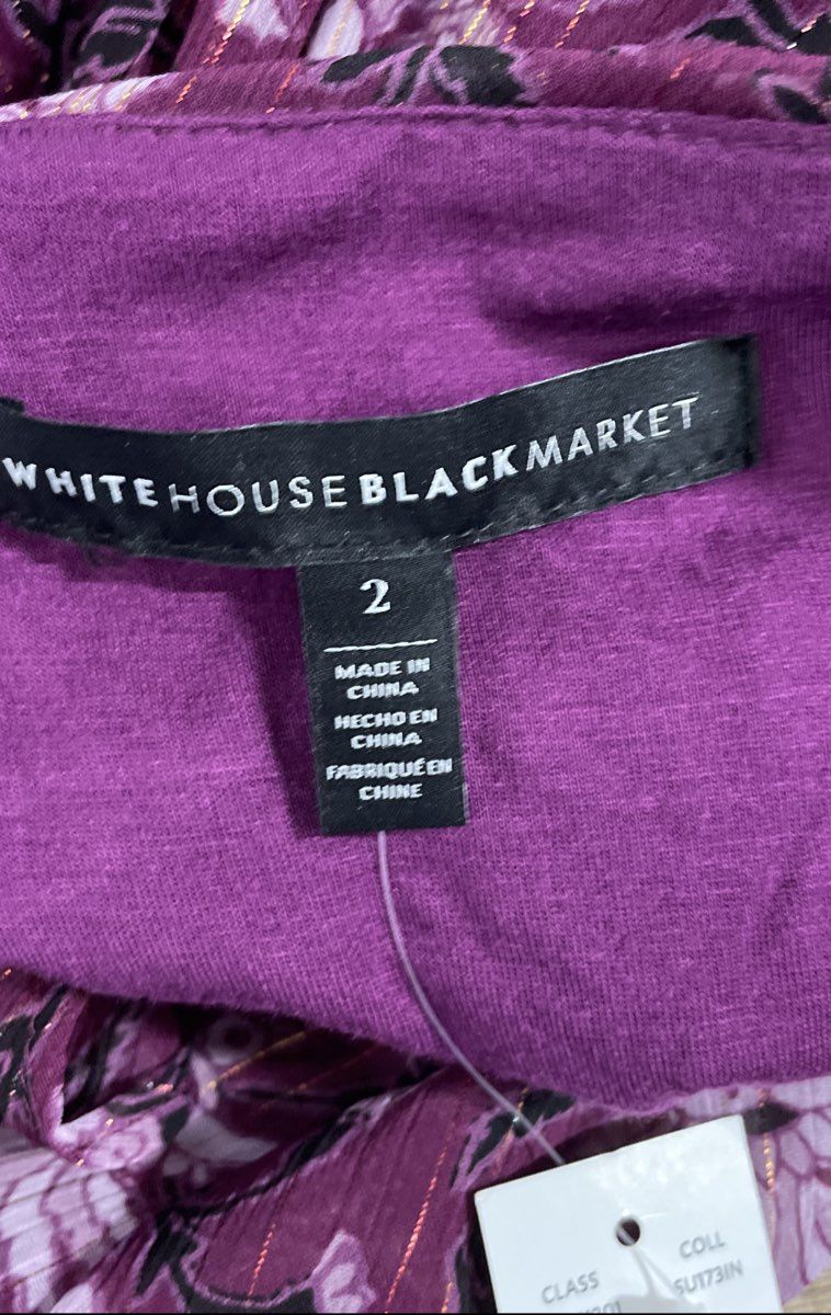 White House Black Market Womens Purple Floral Metallic Hi-Lo Maxi Dress NWT Sz 2