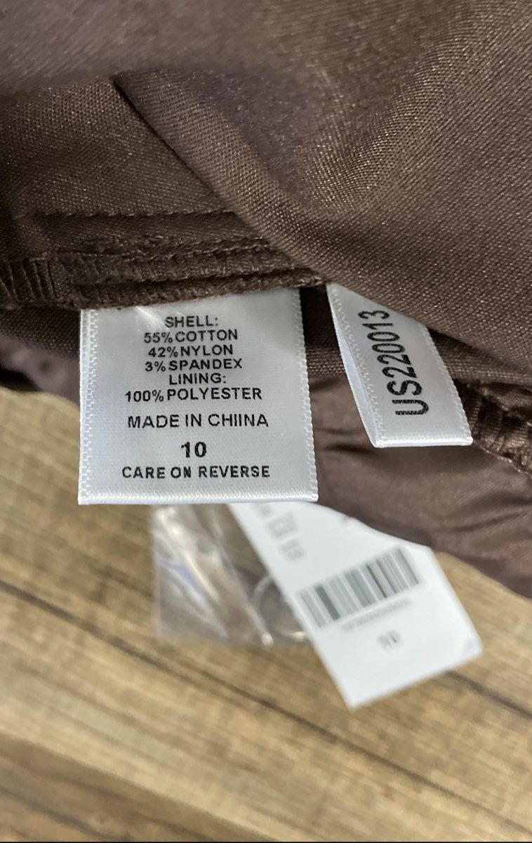 New York & Company Women's Brown Straight Leg Stretch Cotton Blend Pants Sz 10