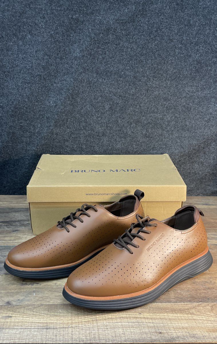 Bruno Marc MaxFlex Dress Sneaker Cognac Tan Men's Casual Shoes Size 10 DS