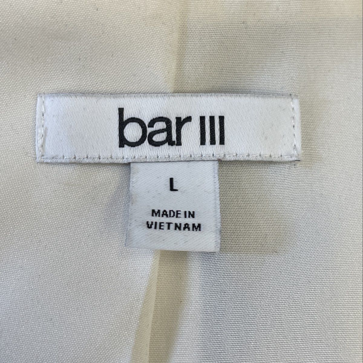 Bar III Women's Blue White Striped Cotton Linen Blend Open Front Blazer Sz L