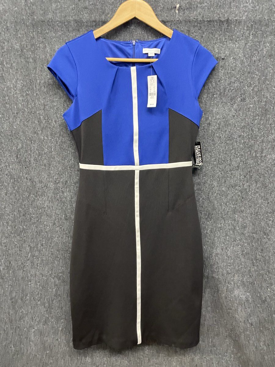 New York and Company Women's Colorblock Sheath Dress Blue Black White NWT Sz XS