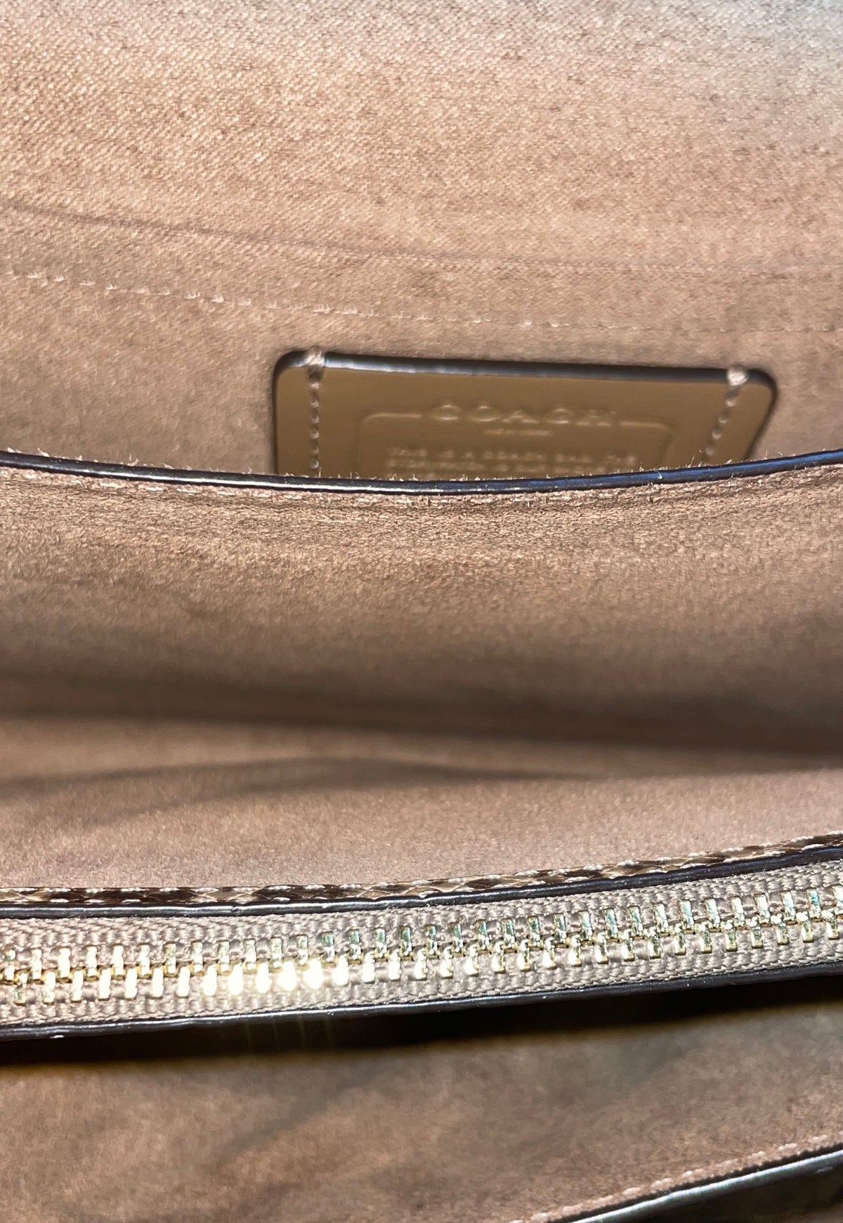 Coach White Leather Signature Canvas Snake Print Parker Shoulder Bag Gold 1424