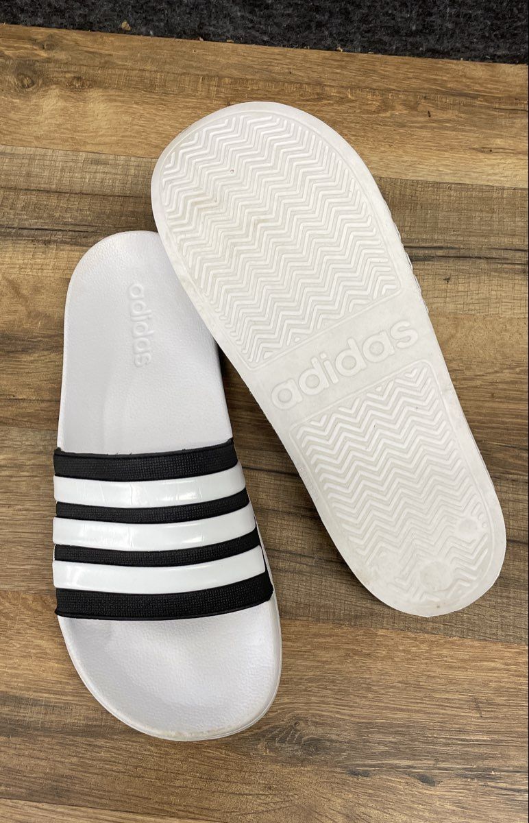 Adidas Adilette Shower Cloudfoam White Black Slides Sandals Men's Size 10