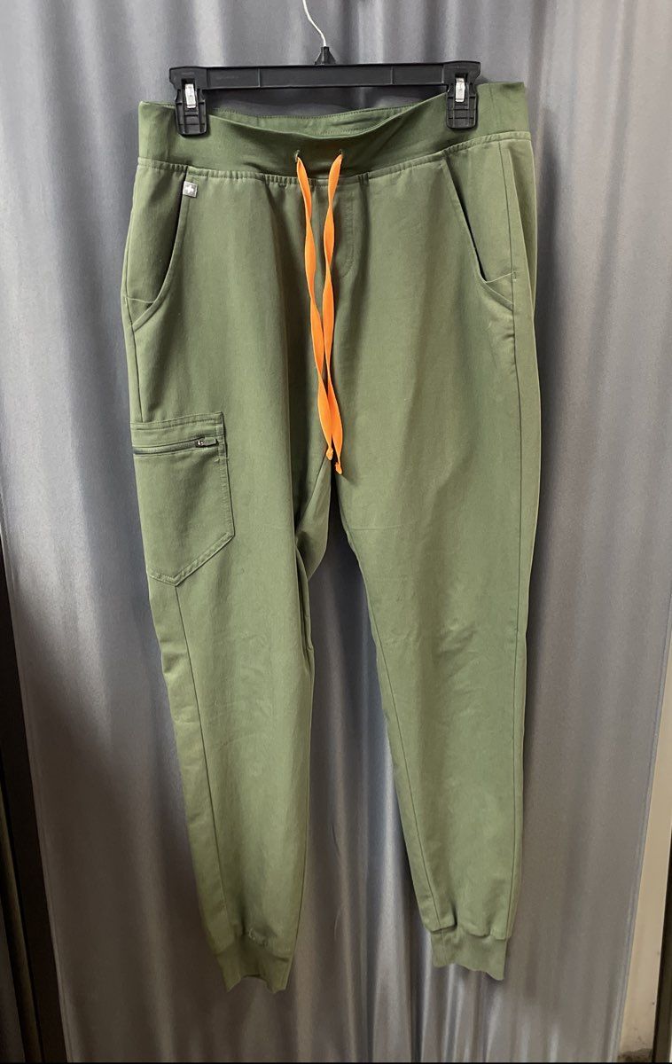 Figs Women's Zamora Jogger Scrub Pants Green Drawstring Cargo Sz M Tall