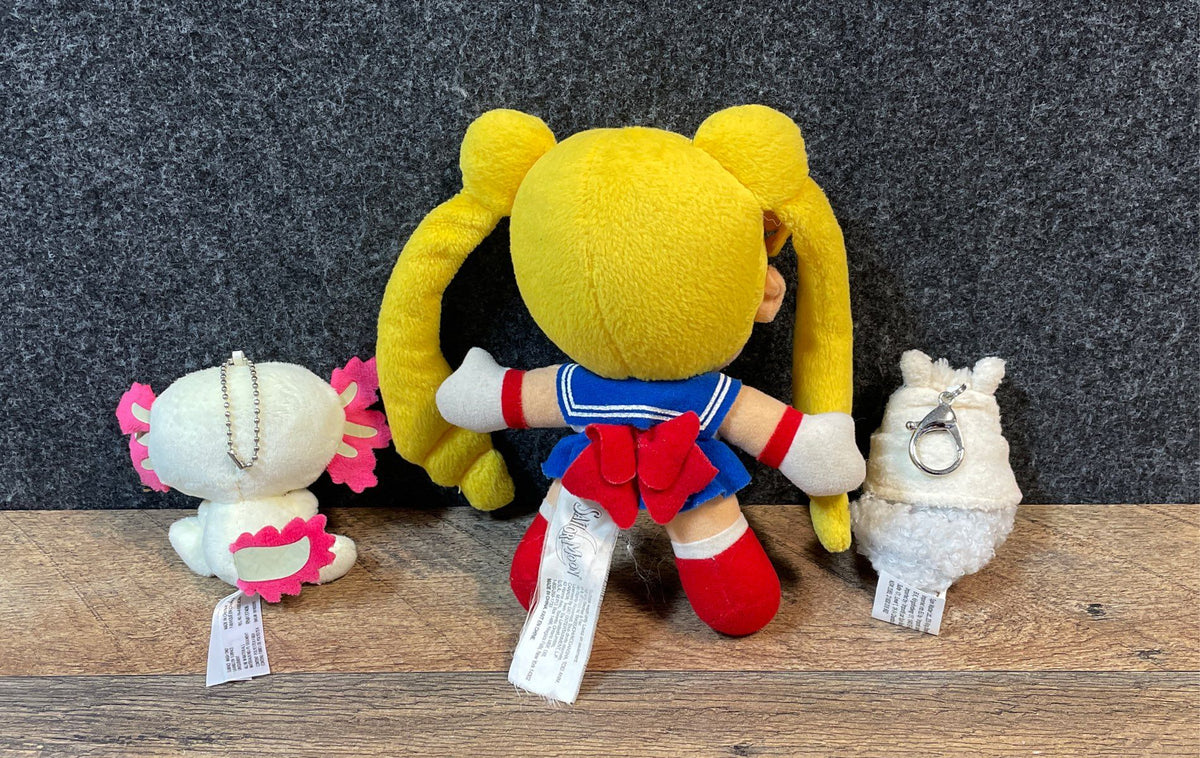 Sailor Moon & Pusheen Plush Toy Lot 3 Pcs Including Axolotl Keychain