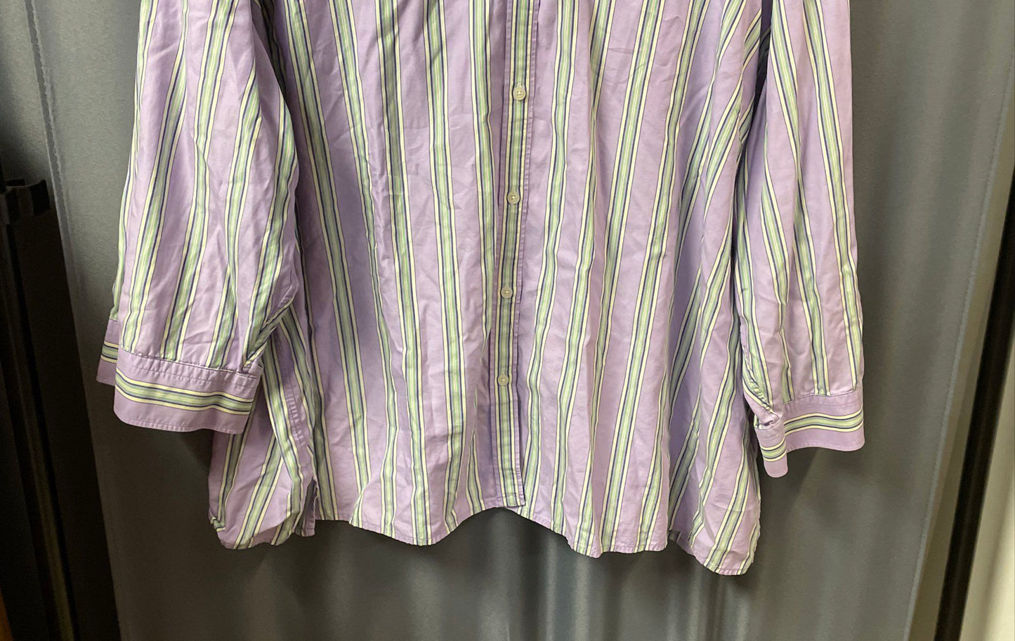 Lauren Ralph Lauren Women's Purple Green Striped Button Down Shirt Top Sz 3X