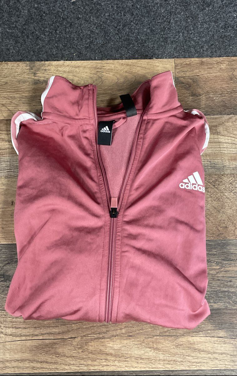 Adidas Women's Pink 3-Stripe Full Zip Track Jacket Sz L
