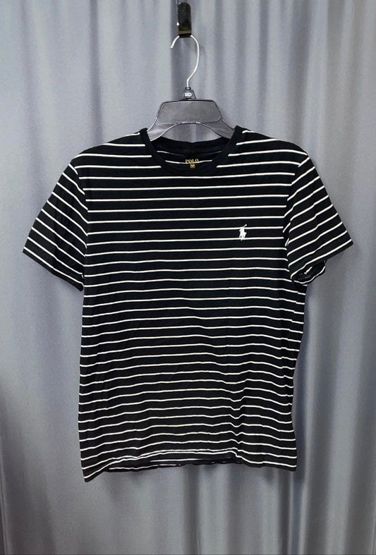 Polo Ralph Lauren Men's T-Shirt Black White Striped Custom Fit Pony Logo M