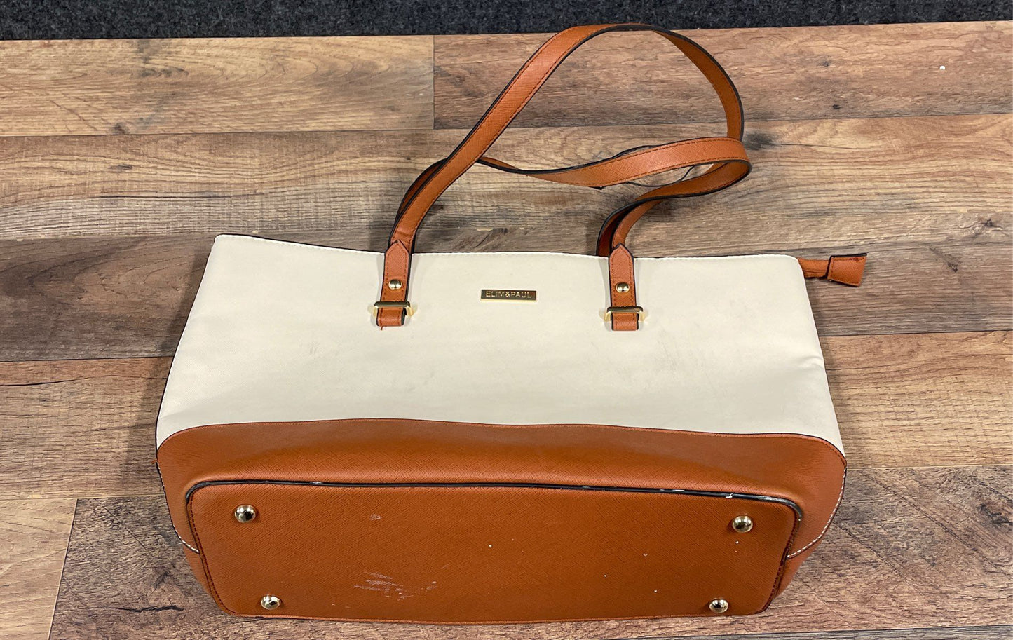 Elim&Paul Brown Cream Colorblock Tote Crossbody Handbag Purse Lot of 2