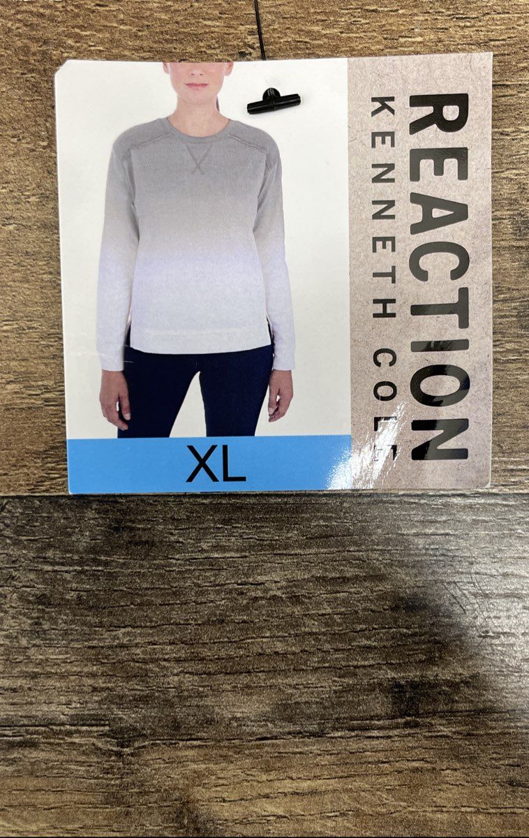 Kenneth Cole Reaction Women's Green White Ombre Dip Dye Sweatshirt Pullover XL
