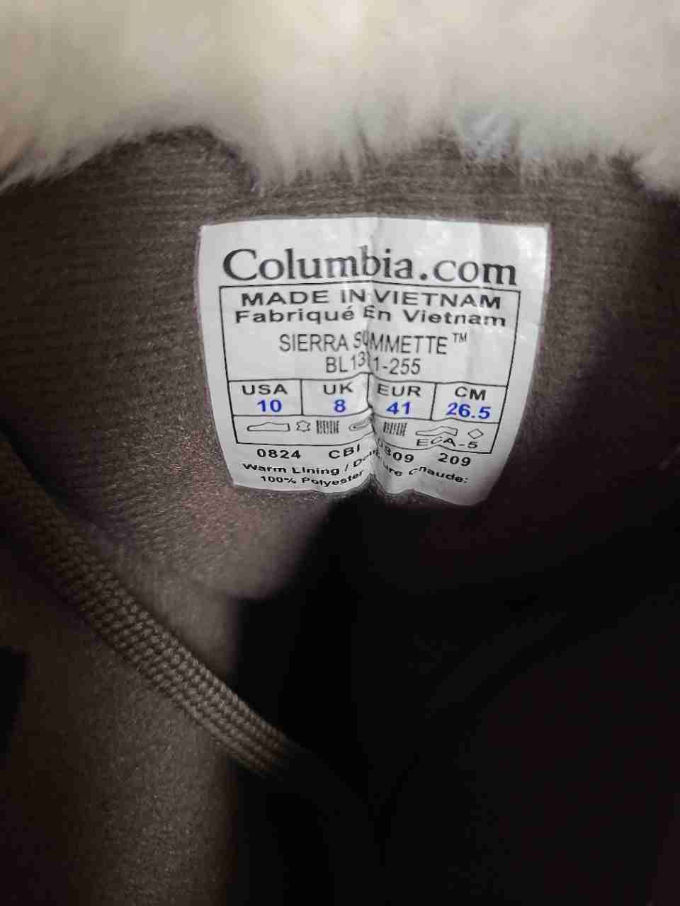 Columbia Sierra Summette Grey Faux Fur Trim Winter Snow Boots Women's Size 10