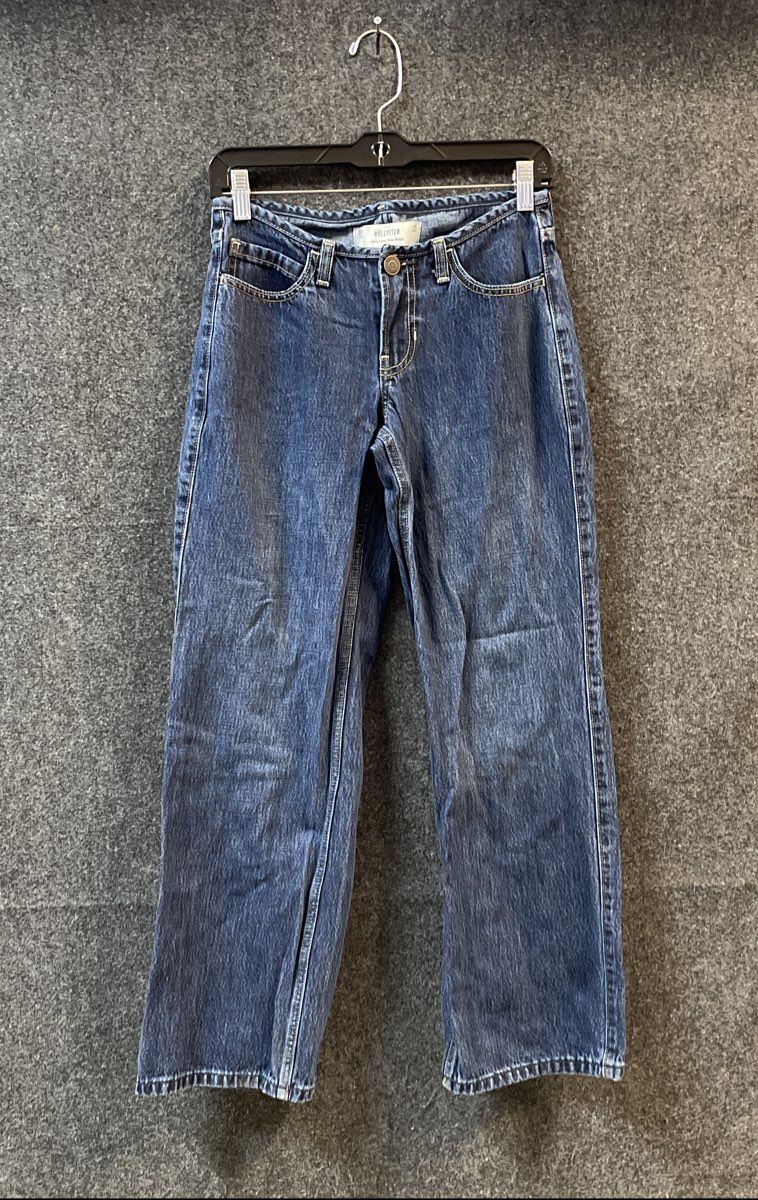 Hollister Women's Ultra Low-Rise Baggy Jeans Blue 100% Cotton Sz 000S