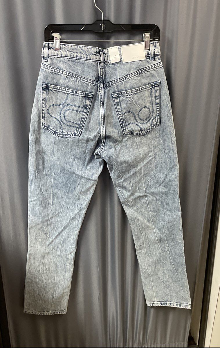 Eytys Women's Solstice Soda Slim Straight Jeans Blue Acid Wash NWT Sz 31x32