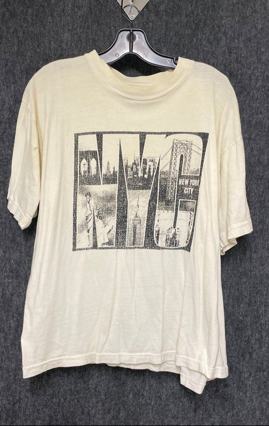 Sun Wear Vintage 90s Men's Off White NYC Skyline Souvenir T-Shirt Size L