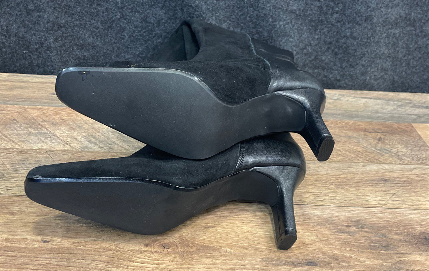 Dune London Black Suede Leather Tall Knee High Pointed Toe Boots Women's Size 39
