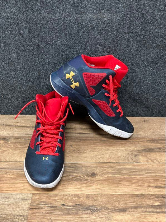 Under Armour Clutchfit Drive 2 Steph Curry Navy Red Gold Shoes Men's Size 10