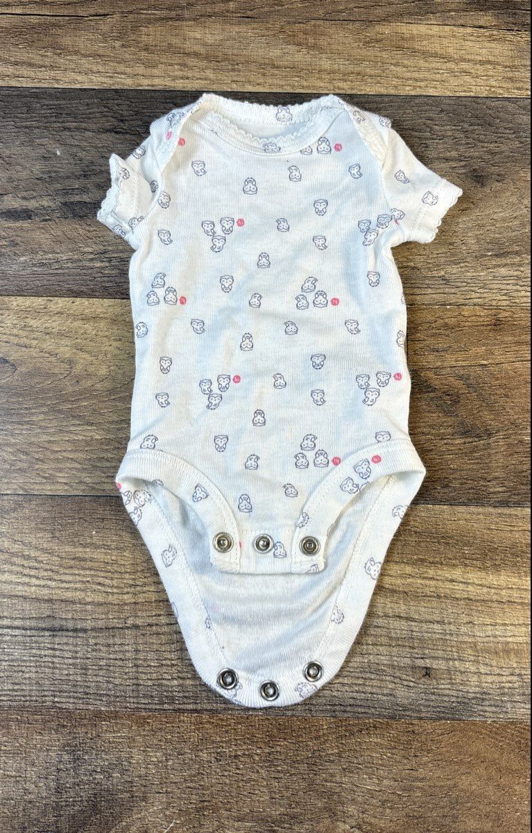 Just One You by Carter's Baby Girls White Owl Short Sleeve Bodysuit Sz Preemie