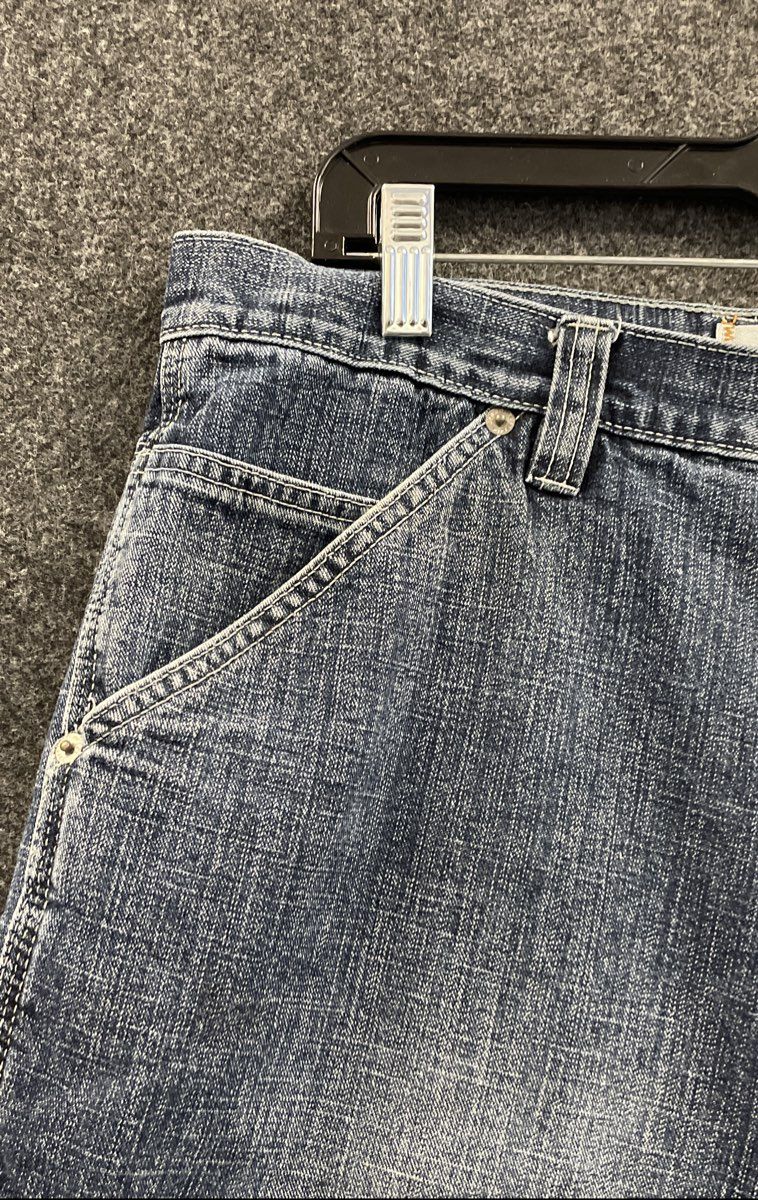 Vintage Y2K Urban Up Men's Blue Denim Carpenter Utility Shorts Sz 36