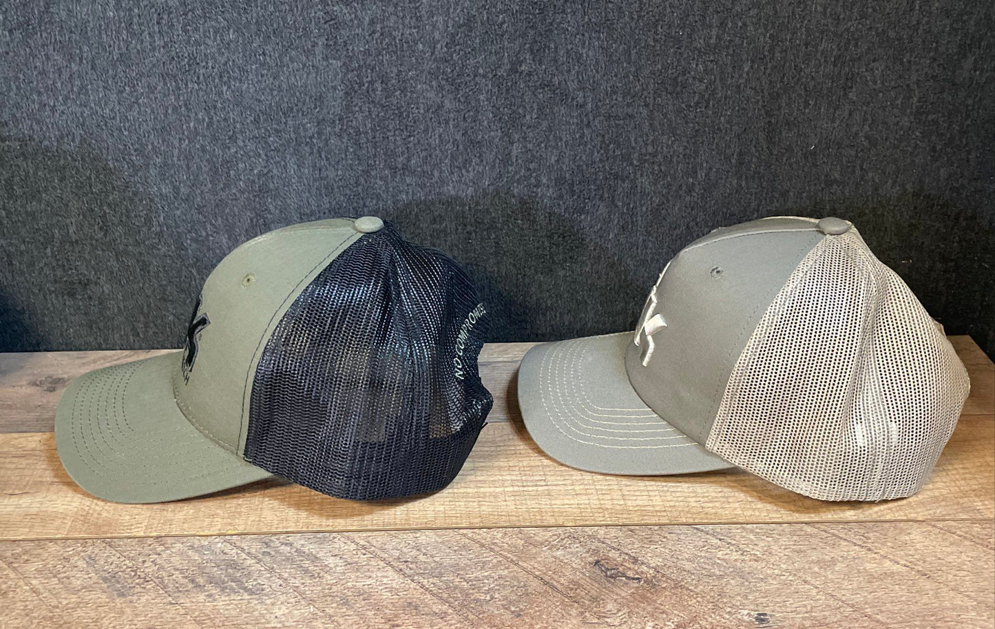 Heckler & Koch Lot of 2 Men's Trucker Hats Olive Tan Mesh Back Snapback OSFM