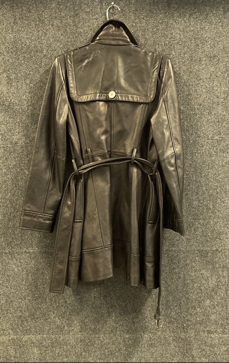 Kenneth Cole New York Women's Black Leather Trench Jacket Belted Sz M