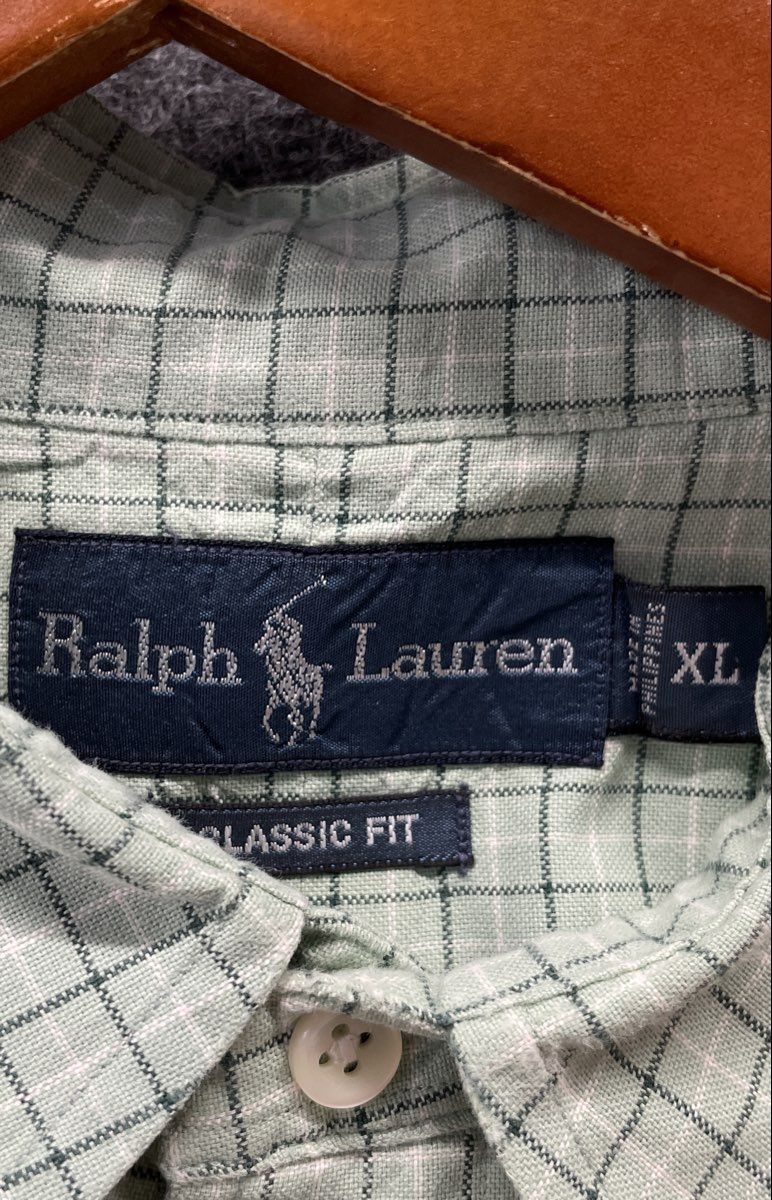 Ralph Lauren Men's Green Plaid Classic Fit Long Sleeve Button Up Shirt Sz XL