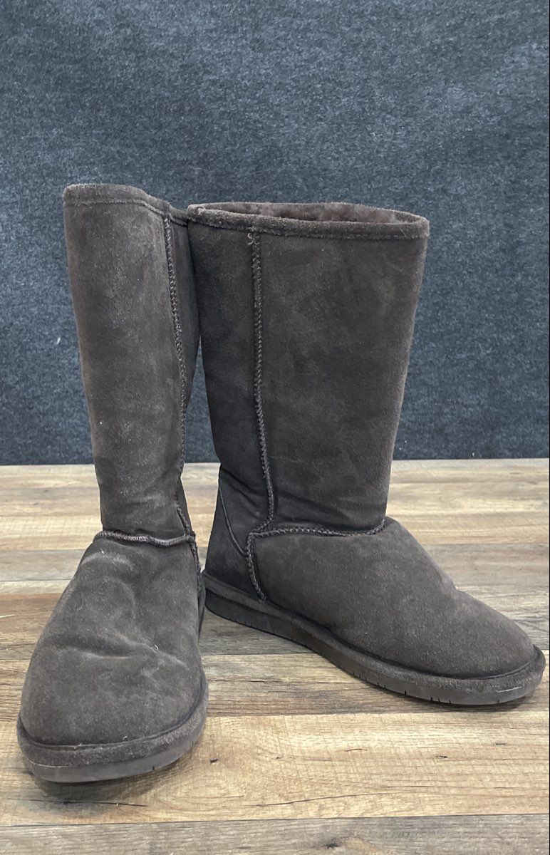 Bearpaw Dark Brown Suede Sheepskin Lining Mid-Calf Boots Women's Size 10