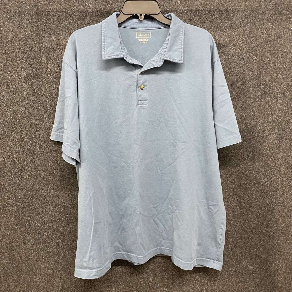 LL Bean Men's Blue Traditional Fit Short Sleeve Cotton Polo Shirt Sz XL