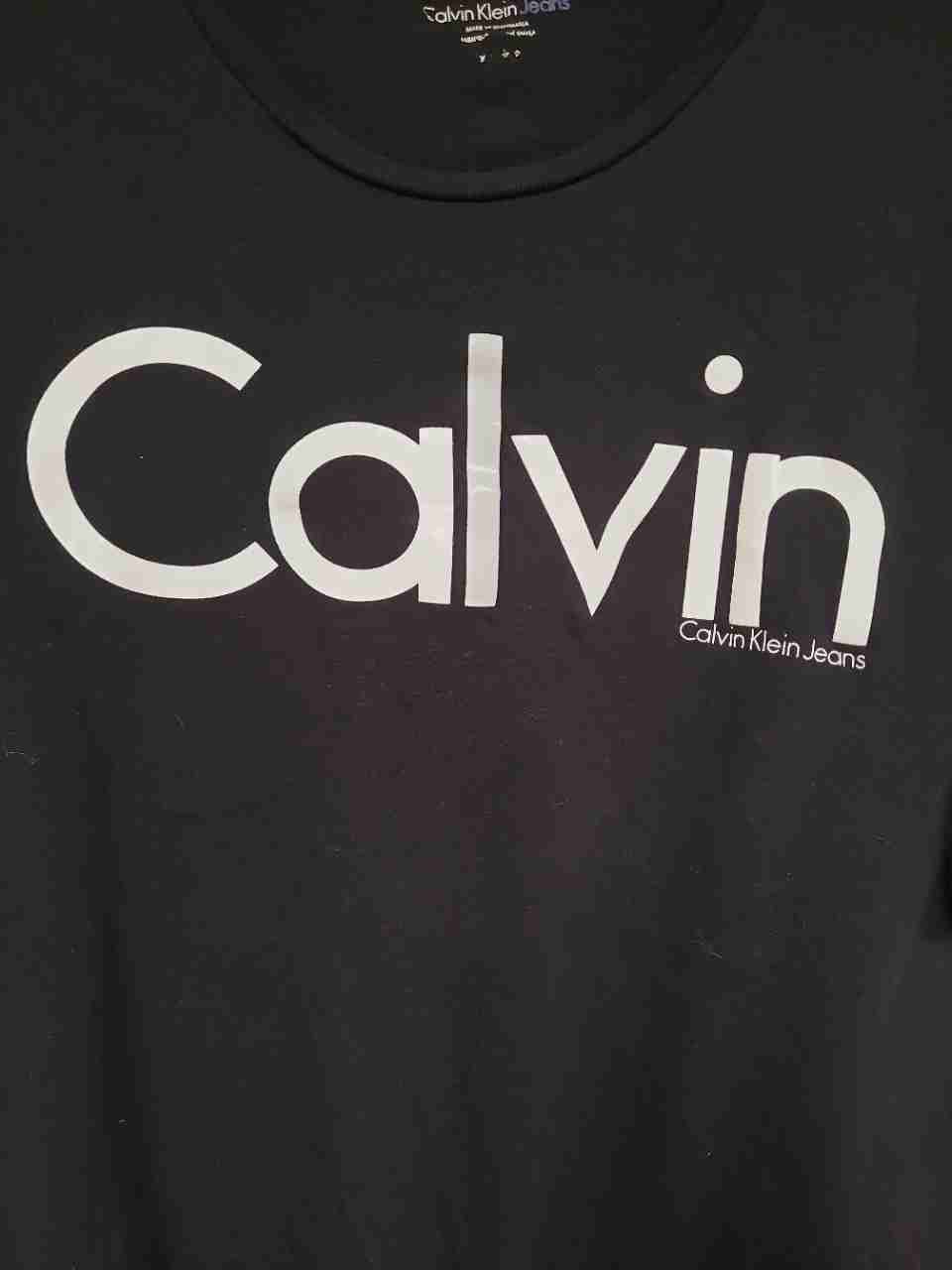 Calvin Klein Jeans Men's Black Logo Graphic Short Sleeve Crew Neck T-Shirt Sz L