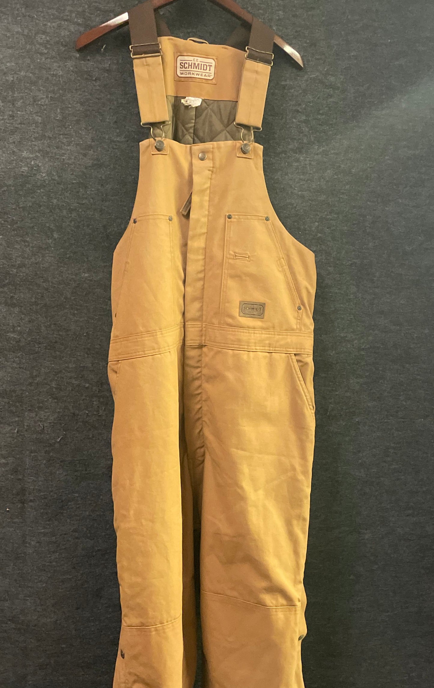 C.E. Schmidt Men's Tan Insulated Quilted Duck Canvas Bib Coveralls Sz XLT