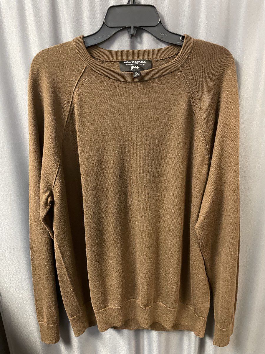 Banana Republic Men's Brown 100% Italian Merino Wool Crewneck Sweater Sz XL