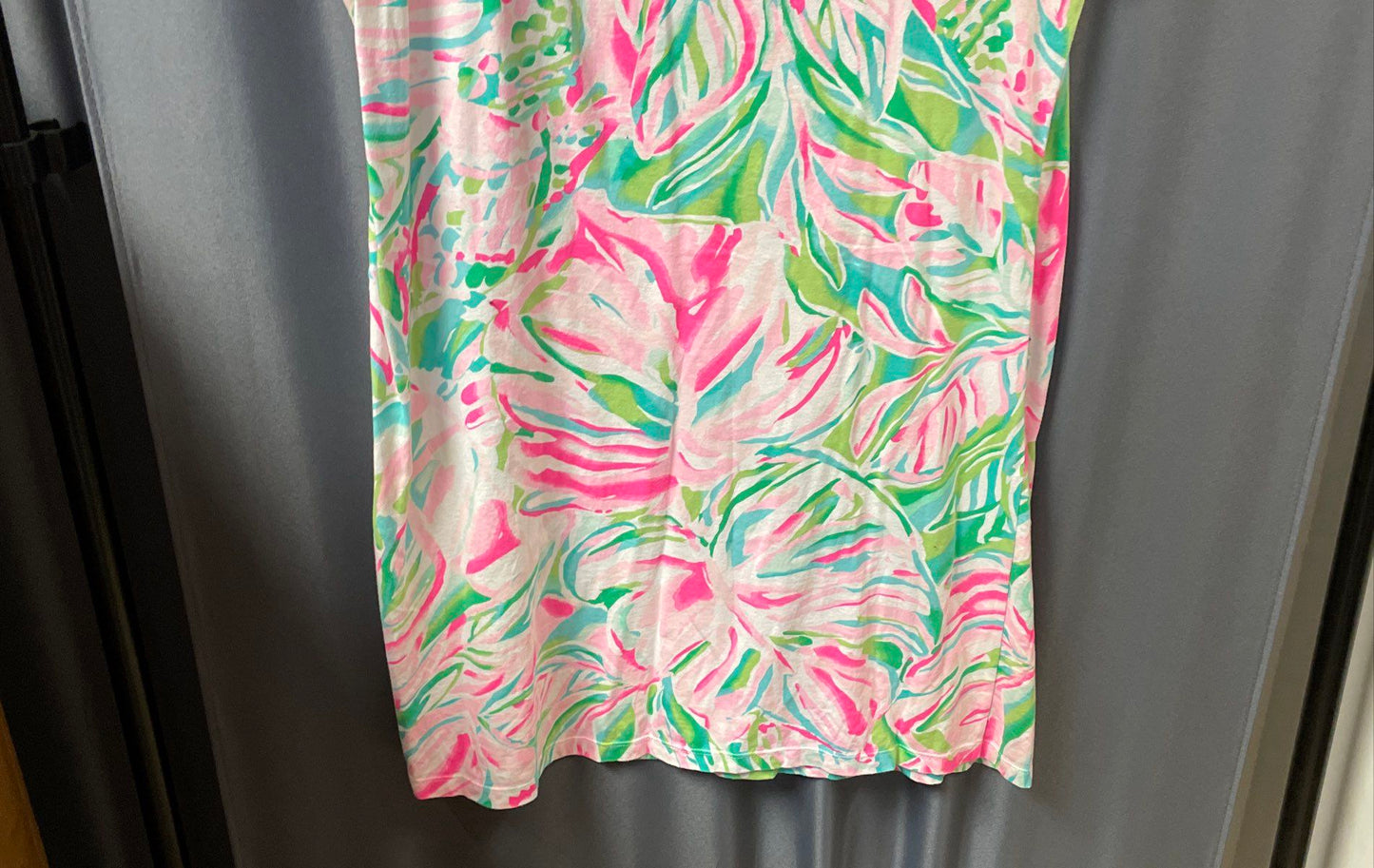 Lilly Pulitzer Women's Corinne Tank Top Pink Green Floral Eyelet Lace Scallop M