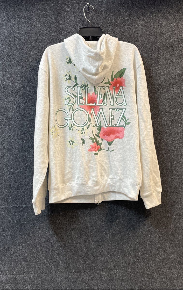 Selena Gomez Women's Gray Heather Floral Graphic Full Zip Hoodie Sz XL